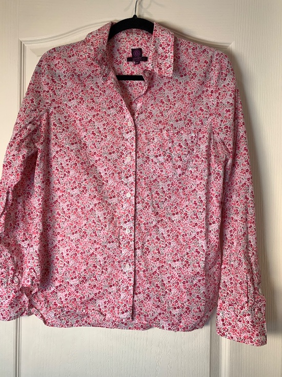 Liberty of London Tops - Liberty Art Fabrics Floral Cotton Button-Up Shirt Pink Cottagecore M Preppy